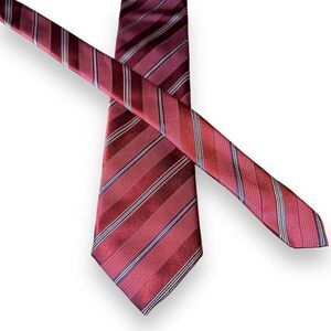 Eton Red & White Stripe Handmade Italian Silk Tie